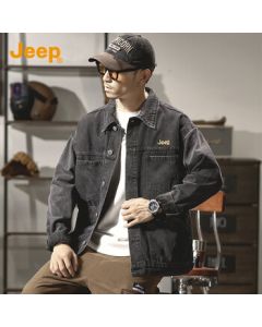 JEEP Classic Fashion Versatile Denim Jacket for Men, 2025 Autumn Trendy Retro Loose Fit Denim Coat