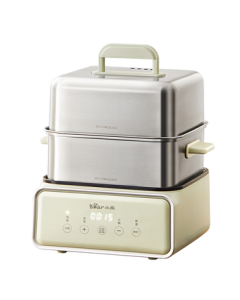 Bear Electric Steamer Stainless Steel Multi-Layer Large Capacity Smart Steamer for Breakfast Buns 12L Multi-Function with Timer and Auto Shut-Off DZG-F30J2