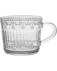 Huixun JD's Own Brand Embossed Glass Breakfast Cup Juice Drink Tea Cup
