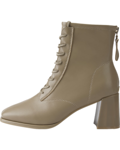 Daphne Women's Martin Boots 2022 Autumn Winter Chunky Heel Lace-Up High Heel Ankle Boots Slim Boots Women's Shoes Beige Size 40