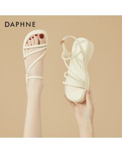 DAPHNE Fairy Style Platform Sandals for Women, Espadrille Beach Shoes with Single Buckle Roman Sandals 4623303090, Beige, Size 36