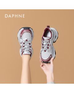 DAPHNE Daphne Platform Chunky Sneakers for Women - Silver Red Size 38