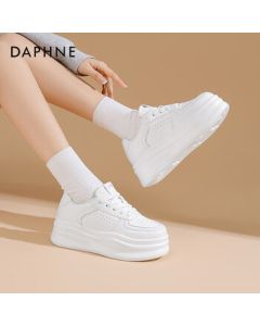Daphne Platform White Sneakers for Women 2025 Spring Women's Shoes Height-Increasing Casual Sports Sneakers Flat Shoes White Size 36
