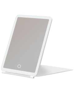 Meebordi Makeup Mirror with LED Lights, 3-Color Adjustable Lighting, Portable Folding Vanity Mirror for Desktop, Dorm Room, Travel, Beauty Tool, Birthday Gift for Women - Cloud White