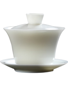 MULTIPOTENT Hovering Lid Bowl Gongfu Tea Set Tri-Lid Bowl Mutton Fat White Porcelain Tea Brewing Bowl 140ml Mid-Autumn Festival Gift