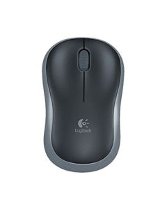 Logitech M186 Wireless Mouse, Symmetrical Design, Black with Gray Trim, Includes 2.4G Wireless Receiver