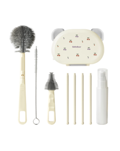SnowBear Silicone Portable Baby Bottle Brush Set with Travel Case, Straw Brush, and Cup Brush 08759