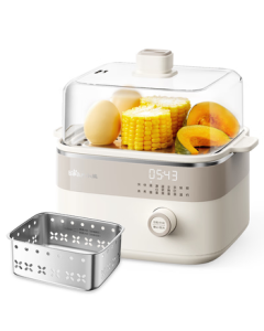 Bear Electric Steamer Egg Cooker Small-Sized Steamer for 2-3 People Auto Shut-Off Smart Preset Timer Egg Cooking Breakfast All-in-One Machine D06T1