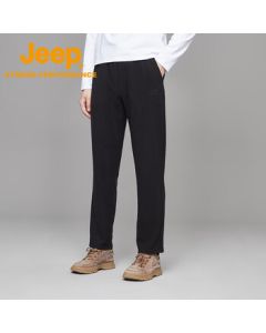 Jeep Winter Fleece-Lined Thickened Warm Sports Pants Casual Pants Cotton Pants Trendy Men's Fleece Pants - Brand Black 3XL
