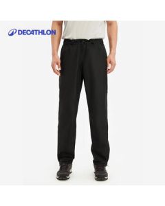 Decathlon Men's Windproof Outdoor Lightweight Long Pants Hiking Rain Pants Loose MH500 Men - Black XL 2715553