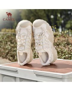 CAMEL Women's Hiking Shoes (Wang Junkai Same Style) - Outdoor Chunky Sneakers L25M202007 Beige/Gold Size 38