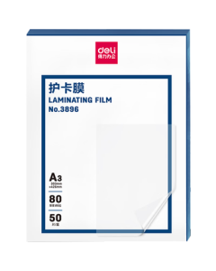 Deli 3896 A3-80mic Laminating Pouches, Photo Document Protection Film, Card Laminating Film for Laminators, 303*426mm, 50 Sheets/Pack