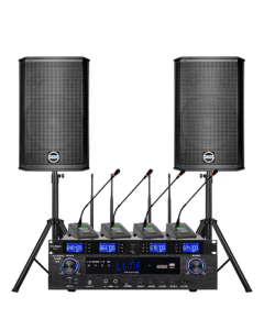 HYUNDAI Modern BK10 Professional Small and Medium Conference Room Audio System - Wall-Mounted Speakers, Bluetooth Amplifier, Wireless Microphone Combo for Teaching, Training, and Store Audio Equipment