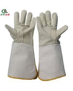 Qilu Anran Cowhide Material Electric Welding Gloves, Wear-Resistant Gloves, Heat Insulation Gloves, High-Temperature Resistant Gloves, Long Pair