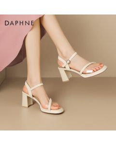 Daphne Women's Sandals Elegant Transparent Chunky Heel Single Strap High Heels Comfortable Shoes 4024303042 Beige 39