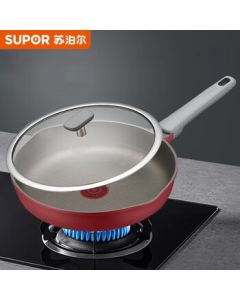 SUPOR Red Dot Non-Stick Frying Pan - Crystal Cast Series High-Temperature Resistant Healthy Flat Bottom Pan NJ28WA4