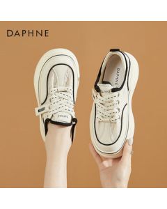 Daphne Women's Casual Shoes Thick-Soled Breathable Sneakers White Shoes 4023101325 Beige Black 37