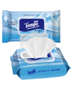Tempo Wet Wipes, Glacier Pure Water, 80 Sheets per Pack, Dispenser Box, Sanitary Wipes, Baby Wipes