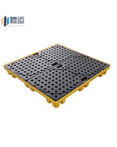 Muyun Leak-Proof Tray for Oil Drums, Chemical Hazardous Material Spill Containment, Thickened Plastic Leak-Proof Tray for Four Drums, 1210*1210*150mm
