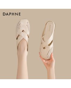 Daphne Women's Open-Toe Mule Sandals Summer New Versatile Breathable Slippers 4025101786 Beige 36