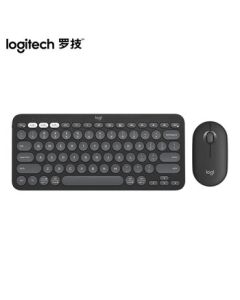Logitech Pebble 2 Combo Wireless Keyboard & Mouse Set, Dual Mode Connection, Customizable Keys, Pair with 3 Devices, Nightfall Black