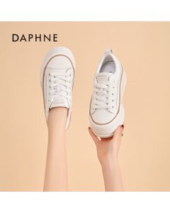DAPHNE Daphne Women's Thick-Soled Canvas Shoes Casual Sneakers Beige Size 36