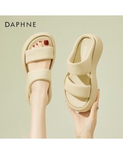 Daphne Women's Slippers Open-Toe Thick-Sole Sandals Casual Beach Shoes Versatile Women's Shoes 4023303196 Mustard Green 37