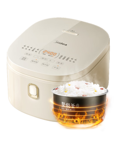Midea Rice Cooker for 3-4 People, 4L Silver Diamond Inner Pot, 12 Preset Menus, Top Touch Screen, Household Smart Micro-Pressure Rice Cooker MB-AFB4041RL