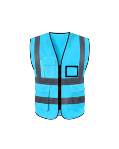 Duoneng Reflective Vest, Thickened Multi-Pocket Light Blue Reflective Jacket for Sanitation, Construction, Traffic, and Night Cycling