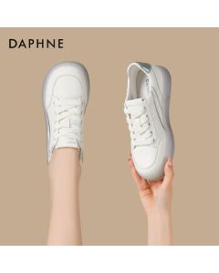 Daphne Women's White Sneakers, Versatile New Autumn Style Soft-Soled Casual Sports Shoes 4025404011 Beige Silver 37