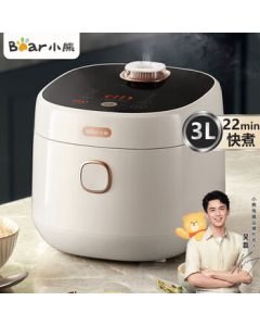 Bear Electric Rice Cooker, Mini 3L Household Rice Pot with One-Touch Quick Cooking, Multi-Function with Steamer and Timer, Yuanfu Inner Pot, Model DFB-C30D1