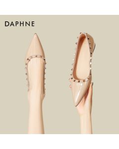 Daphne Women's Flats New Autumn Studded Low-Heel Platform Slip-On Shoes 4025404004 Nude Pink 37