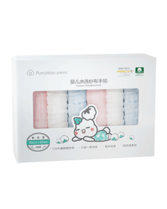 PurCotton Baby Drool Bibs Children's Small Towels Pure Cotton Gauze Handkerchiefs Face Washing Cloth Gift Set 25*25cm, 6pcs