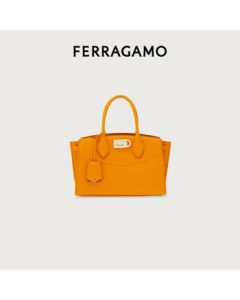 Ferragamo Women's Orange Soft Studio Handbag (Medium) 0786169 Gift for Girlfriend