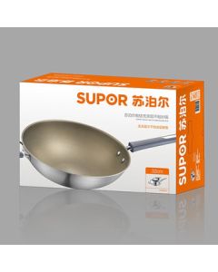 SUPOR Titanium Alloy Iron Wok, Coating-Free Frying Pan, Compatible with Gas and Induction Stoves, Model CC32JG3