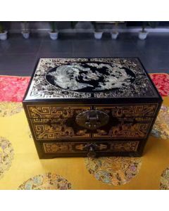 Ye Hanwei Pingyao Lacquer Jewelry Box Wooden Storage High-End Vintage Lockable Painted Wedding Solid Wood