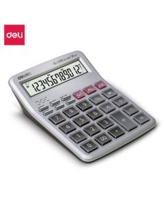 Deli 1512 Real Voice Calculator, Large Screen Multi-Function Calculator with Big Buttons, 12-Digit for Students, Accounting, and Office Supplies, Voice Model, Silver
