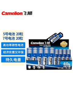 Camelion Carbon Battery, Dry Cell, 20-Pack AA Batteries + 20-Pack AAA Batteries, Low Drain for Toys/Remotes/Radios/Alarms/Flashlights