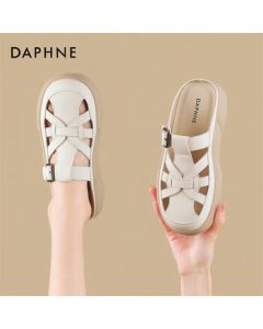 DAPHNE Woven Single Strap Open-Toe Sandals for Women - Breathable Hollow-Out Design with Height Increase - White Size 38