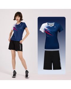 kawasaki Women's Badminton Professional Round Neck Short Sleeve + Shorts Set B2815 Dark Blue L