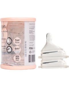 HEGEN Baby Pacifier, Eccentric Nipple Design, Ultra-Soft Silicone, Anti-Colic, Stage 3 Nipple, 6 Months+, 2-Pack