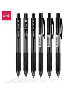 Deli Retractable Gel Pen Sign Pen 0.5mm Bullet Tip Retractable Pen Office Supplies Black 12pcs/Box S06