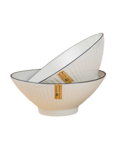 Haoya Underglaze Jingdezhen Ceramic Tableware Set - 2 Pack 8-inch Douli Bowl for Ramen, Soup, and Noodles in Moyan Design