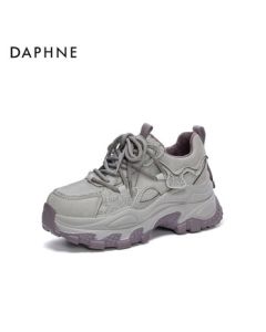 DAPHNE Women's Chunky Dad Shoes with Thick Sole, Height-Increasing, Fleece-Lined Warm Casual Sneakers - Purple, Size 36