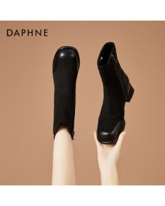 Daphne Women's Ankle Boots New Autumn Winter French Heel Slim Boots Versatile Martin Boots Black 37