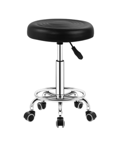 Quanpinwu Bar Stool Adjustable Height Swivel Chair Home High Stool Round Stool with Wheels and Backrest for Front Desk, Bar, Cashier, Long Sitting, Black