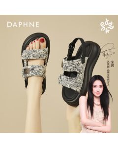 Daphne Spring/Summer Open-Toe Casual Roman Platform Sandals for Women - Beige, Size 38