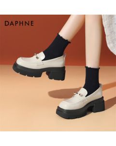 Daphne Women's Loafers Platform Slip-On Leather Shoes 4024101130 Beige 36