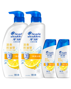 Head & Shoulders Anti-Dandruff Shampoo for Men & Women, Refreshing Oil Control 500g*2 + 80g*2, Oil Control Shampoo Set