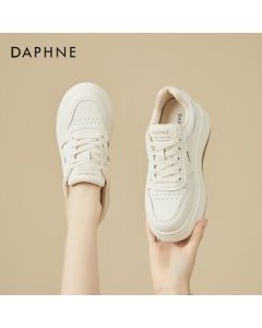 Daphne Women's Sneakers Casual Shoes White Shoes Thick Sole Fashion Versatile Platform Shoes with Hidden Heel - Beige, Size 38